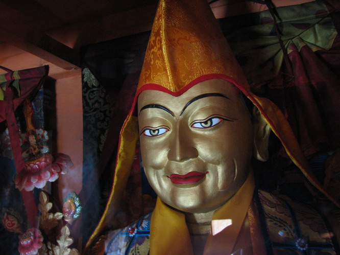 A statue of Lama Tsong Khapa (1357-1419). Gadong, Tibet.